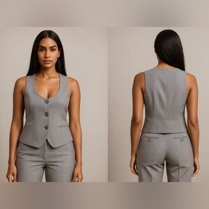 Gucci Gray Pinstripe Wool Vest & Pants Set | Vintage 2000s Tailored Suit